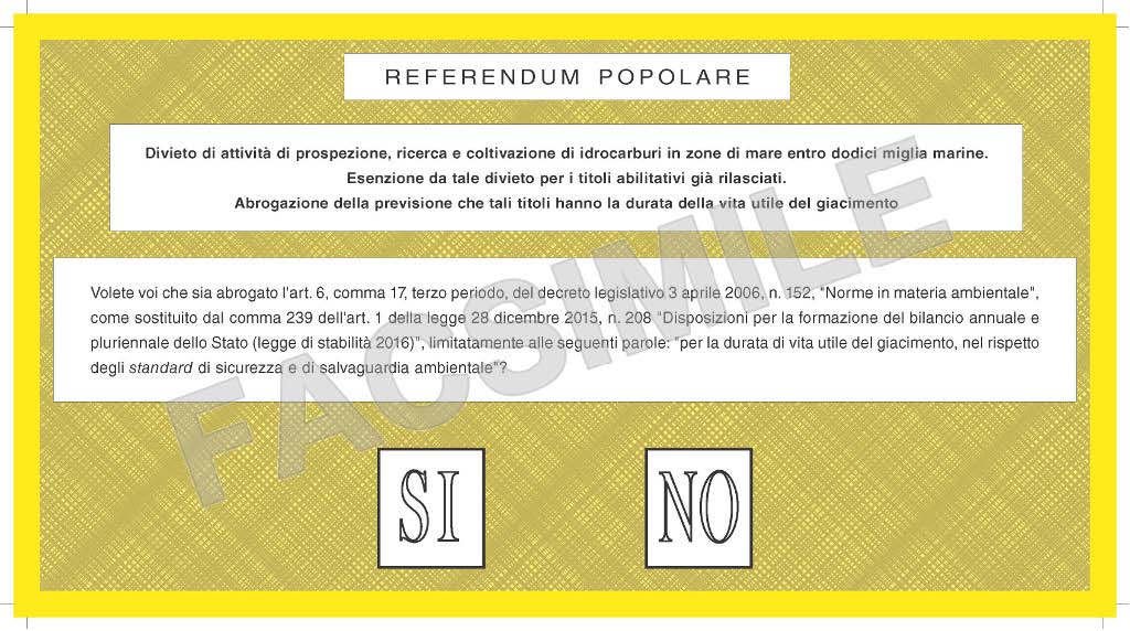 fac-simile scheda referendum 17 aprile 2016